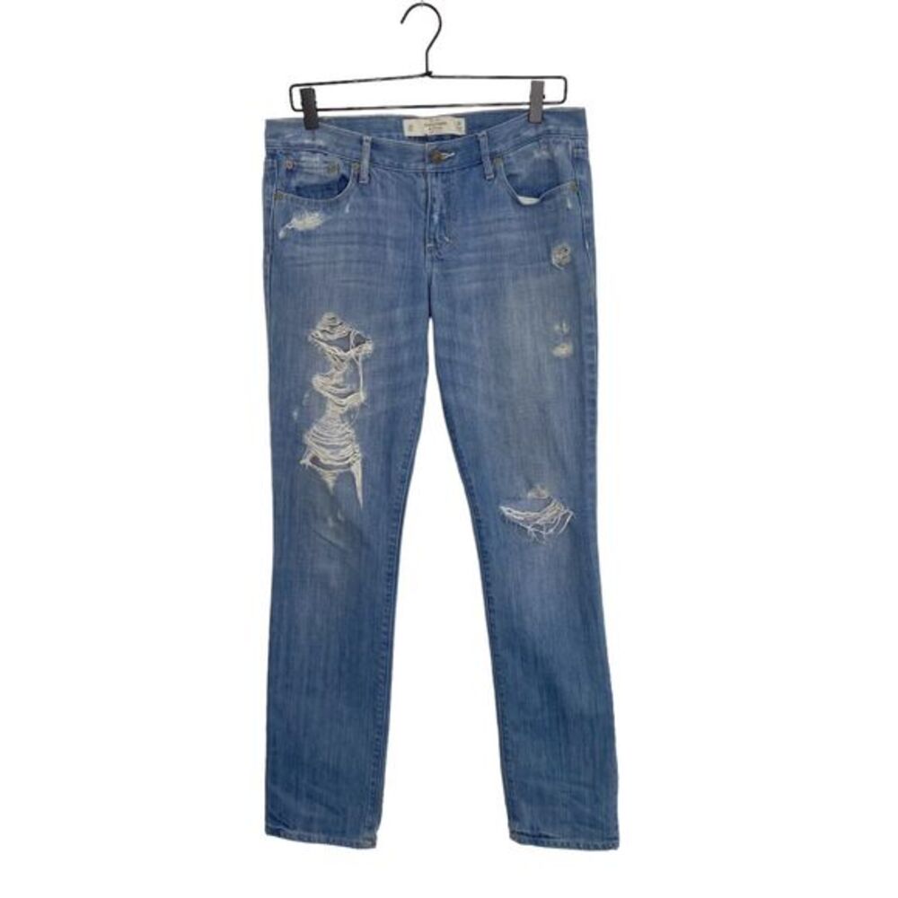 Abercrombie & Fitch Light Blue Distressed Straight Leg Jeans
